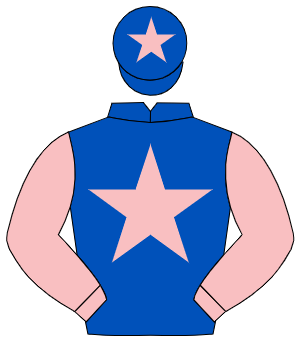 ROYAL BLUE, pink star & sleeves, pink star on cap