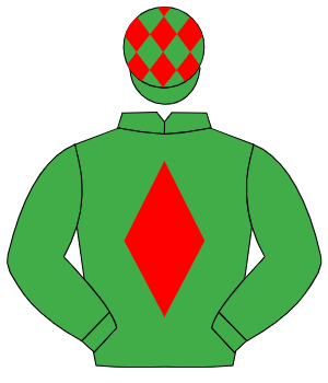 EMERALD GREEN, red diamond, red diamonds on cap