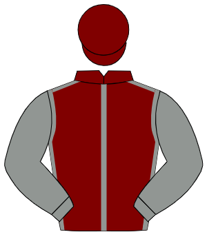 MAROON, grey seams, grey sleeves, maroon cap