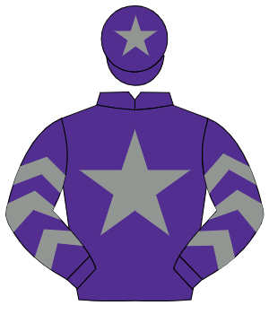 PURPLE, grey star, grey chevrons on sleeves, grey star on cap