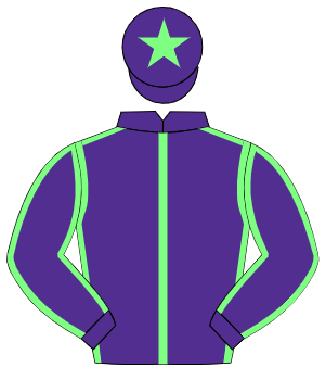 PURPLE, light green seams, light green star on cap