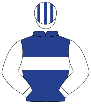 DARK BLUE, white hoop, white sleeves, white & dark blue striped cap