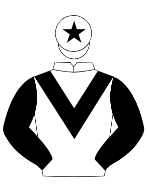WHITE, black chevron & sleeves, black star on cap
