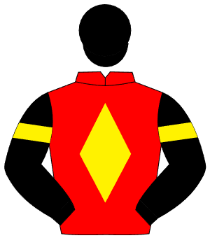 RED, yellow diamond, black sleeves, yellow armlet, black cap