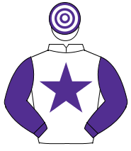 WHITE, purple star & sleeves, hooped cap                                                                                                              