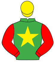 EMERALD GREEN, yellow star, red sleeves, yellow cap                                                                                                   