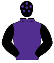 PURPLE, black sleeves, black cap, purple spots