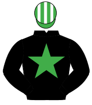 BLACK, emerald green star, emerald green & white striped cap                                                                                          