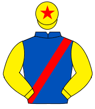 ROYAL BLUE, red sash, yellow sleeves, yellow cap, red star                                                                                            