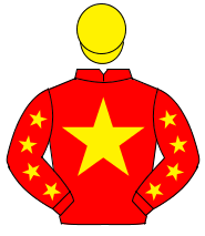 RED, yellow star & stars on sleeves, yellow cap                                                                                                       