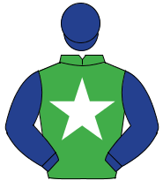 EMERALD GREEN, white star, dark blue sleeves & cap                                                                                                    