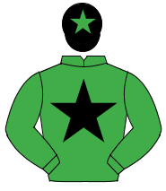 EMERALD GREEN, black star, black cap, emerald green star
