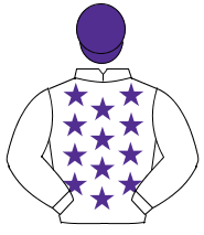 WHITE, purple stars, white sleeves, purple cap                                                                                                        