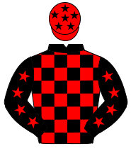 BLACK & RED CHECK, red stars on sleeves, red cap, black stars                                                                                         