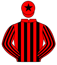 RED & BLACK STRIPES, black star on cap                                                                                                                