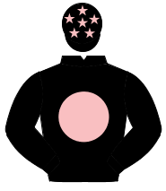 BLACK, pink disc, pink stars on cap