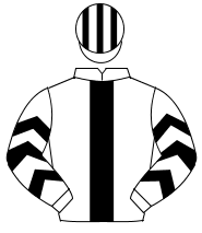 WHITE, black panel, black chevrons on sleeves, striped cap                                                                                            