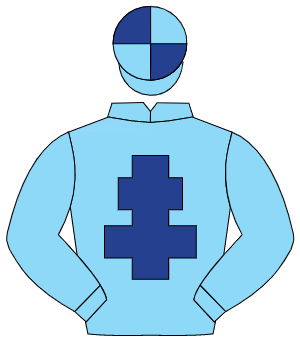LIGHT BLUE, dark blue cross of lorraine, quartered cap                                                                                                