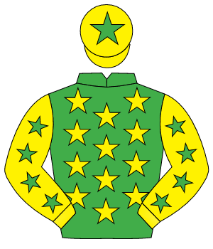 EMERALD GREEN, yellow stars, yellow sleeves, emerald green stars, yellow cap, emerald green star                                                      