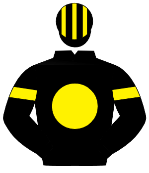 BLACK, yellow disc, yellow armlet, striped cap                                                                                                        