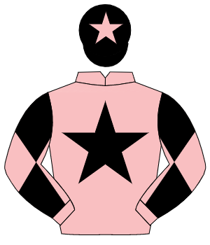 PINK, black star, diabolo on sleeves, black cap, pink star