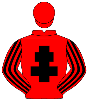 RED, black cross of lorraine, striped sleeves, red cap                                                                                                