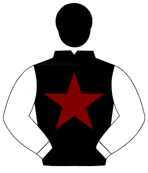 BLACK, maroon star, white sleeves, black cap                                                                                                          
