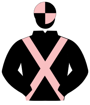BLACK, pink cross sashes, quartered cap