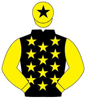 BLACK, yellow stars, yellow sleeves, yellow cap, black star