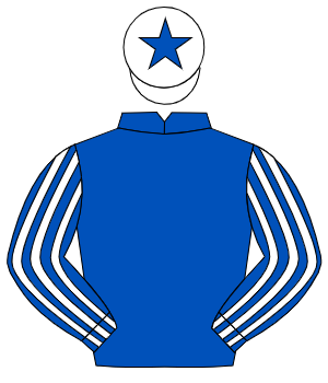 ROYAL BLUE, royal blue & white striped sleeves, white cap, royal blue star