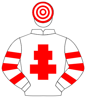 WHITE, red cross of lorraine, hooped sleeves & cap