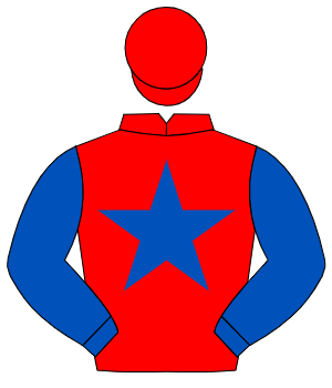 RED, royal blue star & sleeves, red cap