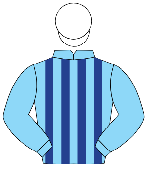 LIGHT BLUE & DARK BLUE STRIPES, light blue sleeves, white cap