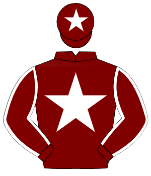 MAROON, white star, white seams on sleeves, white star on cap