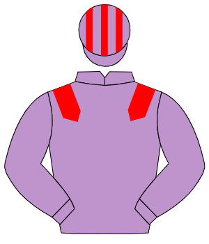 MAUVE, red epaulettes, striped cap
