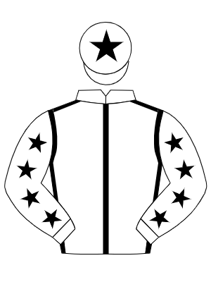 WHITE, black seams, white sleeves, black stars, white cap, black star